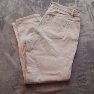 J Jill Authentic Fit Slim Ankle Pants Jeans Womens 8P Petite Beige Khaki Stretch